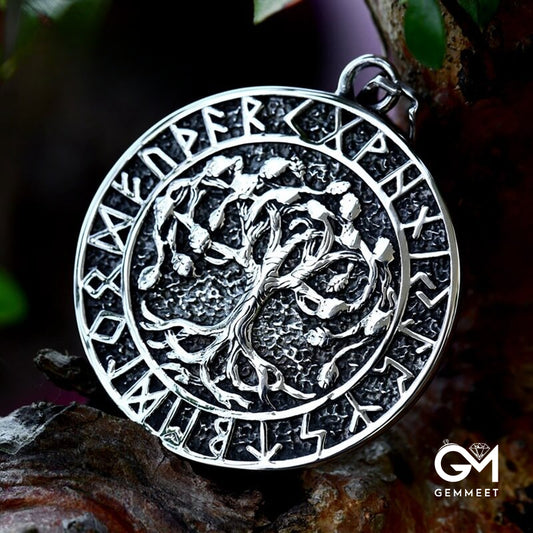 Vintage Stainless Steel Tree of Life Pendant