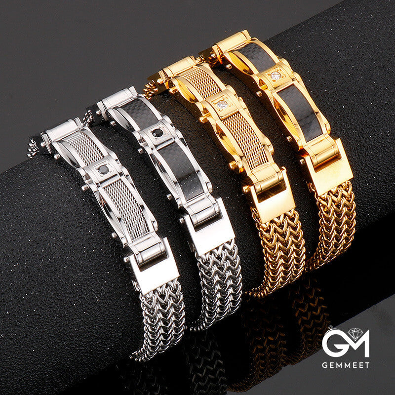 Stainless Steel Zircon Bracelet for Men