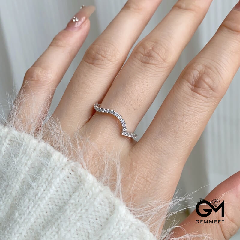 S925 White Round Zirconium Micro-inlaid Curve Ring