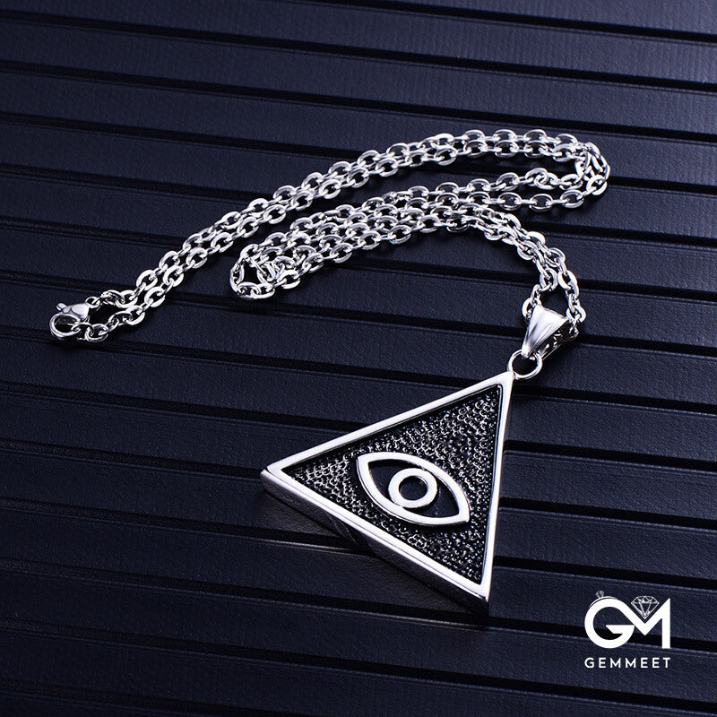 Titanium Steel Horus Eye of God Triangle Necklace