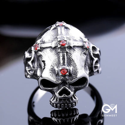 Gothic Skull Skeleton Cross Ring