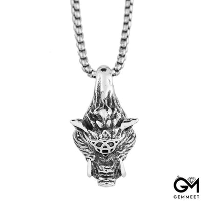 Stainless Steel Wild Boar Pendant Necklace