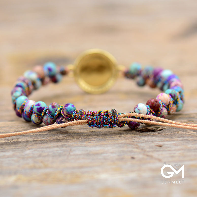 Purple Imperial Stone Opal Double Layer Hand Woven Bracelet