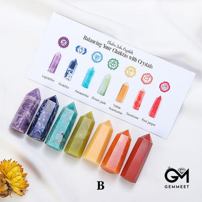 Chakra Raw Stone Decoration Set Crystal Wands