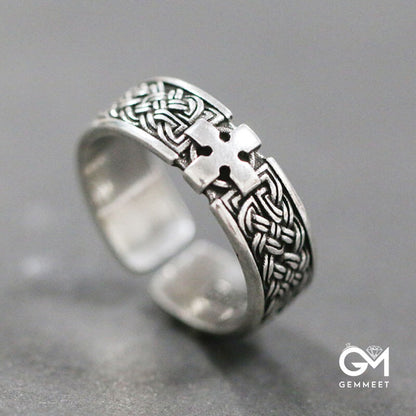 Retro Men's Quad Celtic Knot Cross Ring