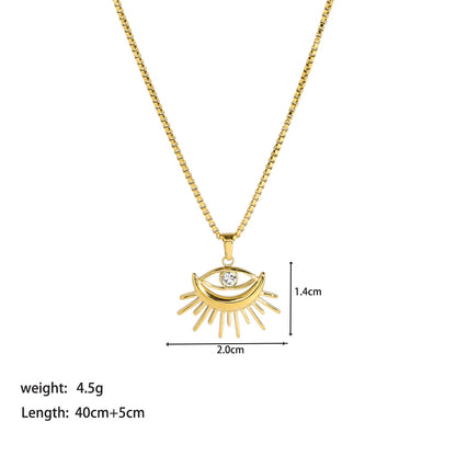 Golden Hollow Evil Eye Pendant Necklace