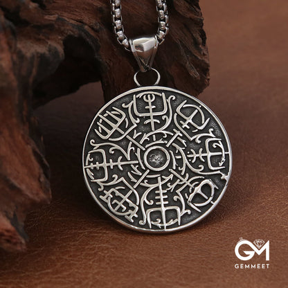 Viking Compass Stainless Steel Necklace Simple Necklace