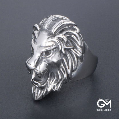 Titanium Steel Lion Head King of The Forest Ring