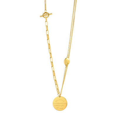 18k Gold Plated Letter Round Necklace