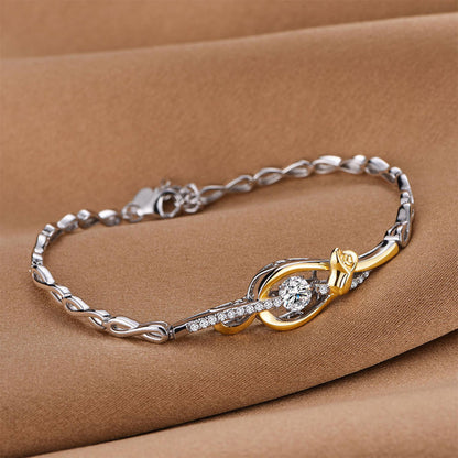 White & Gold Hollow Rose Shape Beating Shinny Bracelet