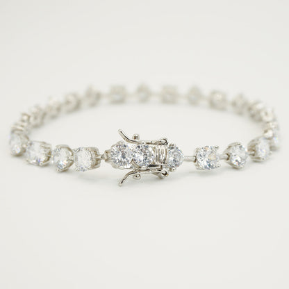 White Gold Round & Square Cut Full Stones Plain Bracelet