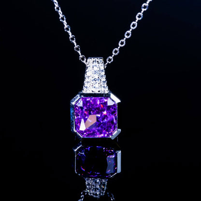 Bezel Setting Octagon Shape Purple Gem Chain