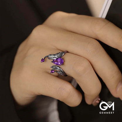 Dark Will-o'-the-wisp Amethyst Open Ring