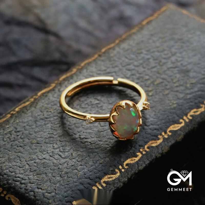 Light Luxury Vintage Opal Ring Necklace