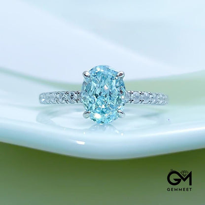 Simple White Zircon Aquamarine Ring