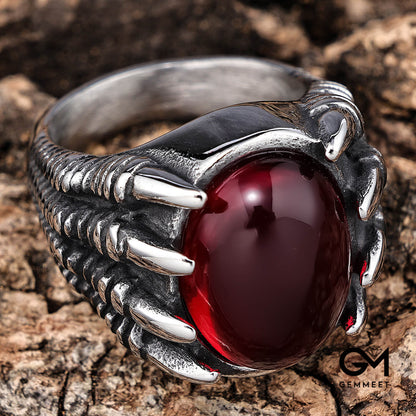 Red and Black Stainless Steel Claw Ring