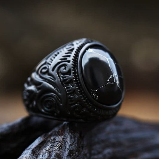 Black Turquoise Stainless Steel Ring