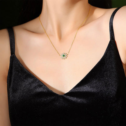 Golden Big.Flower Shape Emerald Full Stones Chain