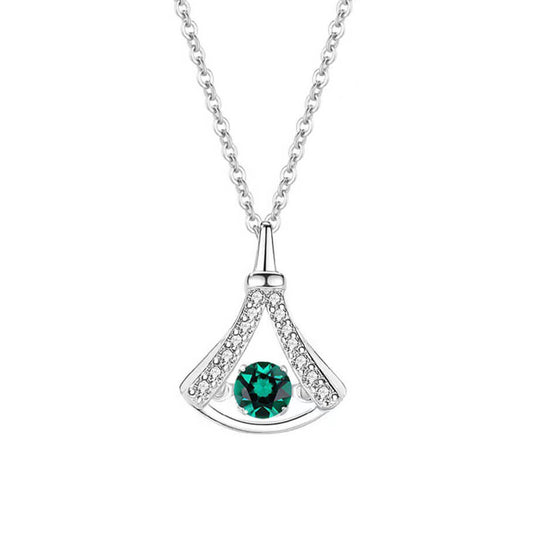 White Gold Skirt Shape Beating Emerald Chain