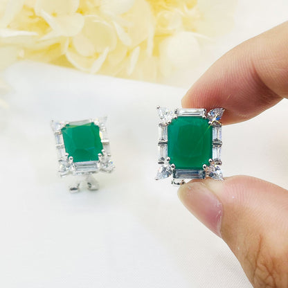 Square Candy Green Zircon Earring