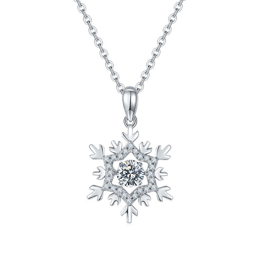 White Gold Snowflake Shape Beating Shinny Pendants Chains