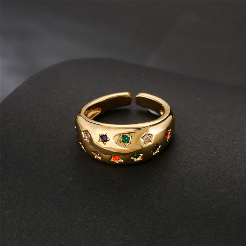 Coloful Star Stones Band Ring