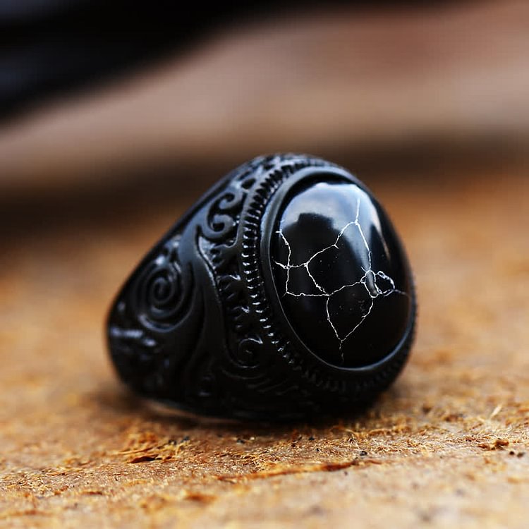 Black Turquoise Stainless Steel Ring