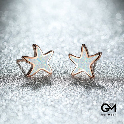 Blue Opal Starfish Earrings