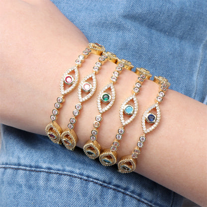 Golden Hollow Evil Eye Full Stones Bracelet