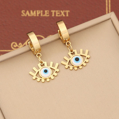 Hamsa Evil Eye Disc Pendant Bracelet Necklace & Earrings