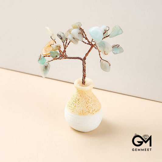 Crystal Gravel Vase Feng Shui Tree