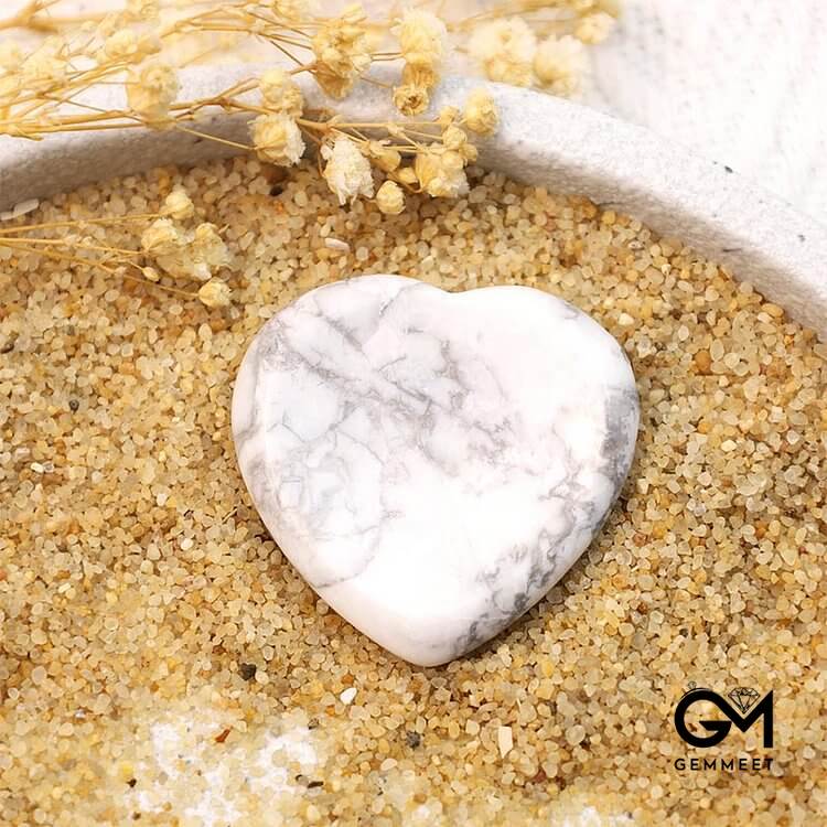 White Turquoise Heart Worry Stone