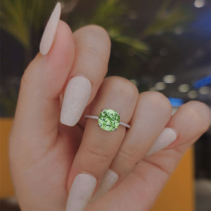 Green Zircon Square Ring