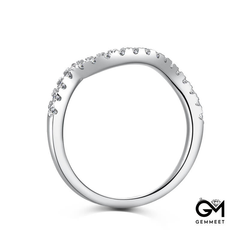 S925 White Round Zirconium Micro-inlaid Curve Ring