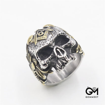 Two-tone Stainless Steel AG Skull Ring