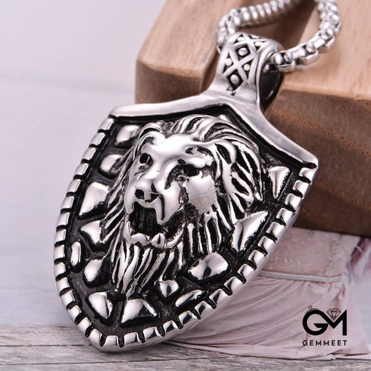 Stainless Steel Lion Head Tag Necklace