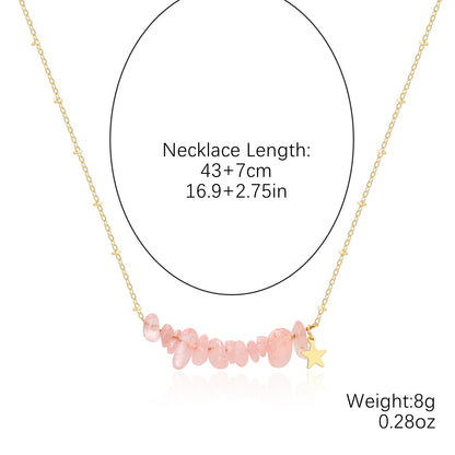 Irregular Pink Stones Link Chain Necklace