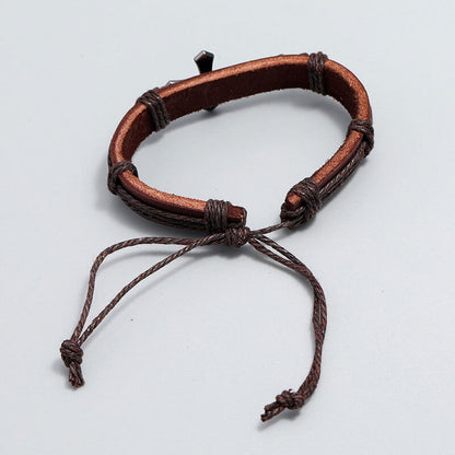 Hand-woven Leather Simple Pull Adjustment Vintage Leather Bracelet