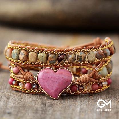 Pure Love Rhodonite Wrap Bracelet