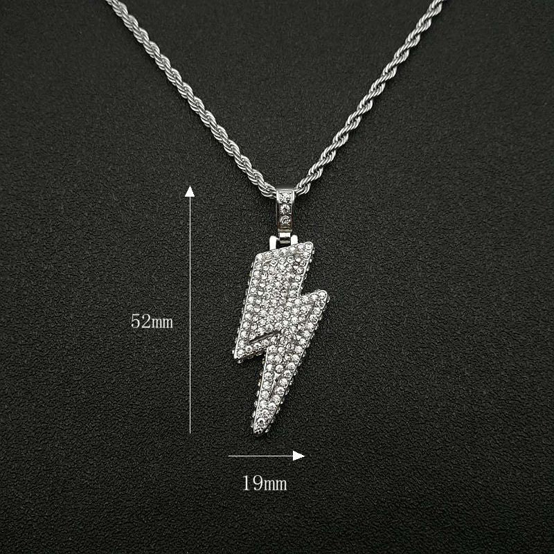 HIPHOP Jewelry Gold Plated Zircon Lightning Pendant